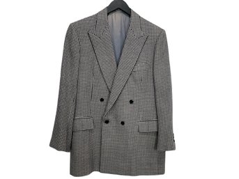 Vijay Giovanni Black And White Houndstooth Wool Sports Jacket