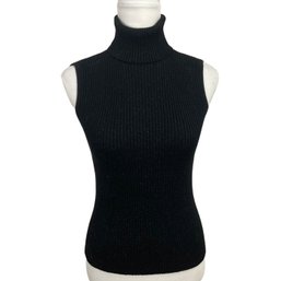 Oscar De La Renta Black Sleeveless Turtleneck Sweater