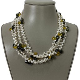 Jaded Olivine And Citrine Necklace With Freshwater Pearls Necklace NEW