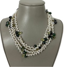 Jaded Citrine Briolettie & Olivine Fresh Water Pearls Necklace NEW