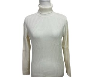 Caslon Ivory 100 Percent Cotton Ribbed Turtleneck Sweater Size  1X