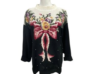 Vintage SGCS By Sasha Floral Knit Sweater Size L