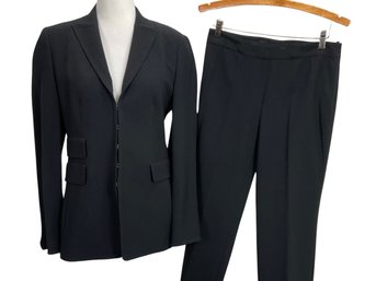 AKRIS Punto Black Textured Suit Size 8