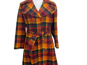 Vintage Colorful Plaid Wool Coat