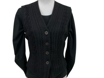 Cynthia Steffe Black Ribbon Vest With Bettina Riedel Shirt