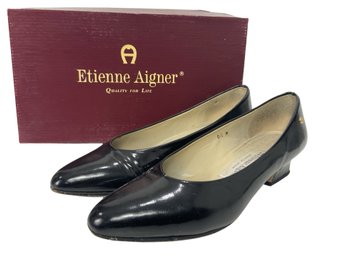 Etienne Aigner Black Patent Shoes Size 6.5