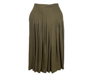 Finity Pleated Long Green Skirt - Size 10