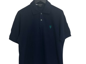 Gucci Navy Blue Pique Polo Shirt Size L