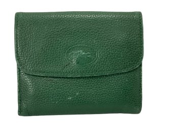 Longchamp Green Pebbled Leather Compact Wallet