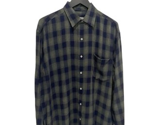 Giorgio Armani Mens Check Button Down Shirt Size M