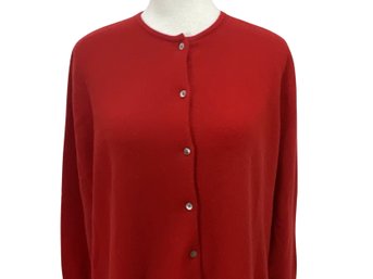 Lands End Red 100 Percent Cashmere Cardigan Sweater Size 1X