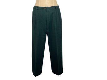 Green Pleated Chevron Pants - Size 14