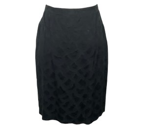 Charles Jourdan Black Pleated Cotton Scale Pattern Skirt France - Size 42