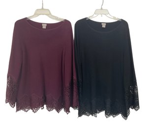 Pair Of Chicos Lace Detailed Sweaters Size 2 Medium