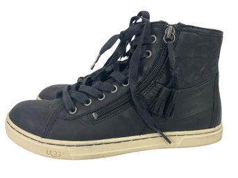 UGG Blaney Black Leather High Too Tassel Sneakers Size 7.5