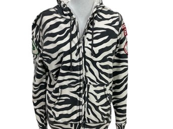 Vintage Lucky Brand Zebra Print Girls Troop Zipper Jacket Size XL