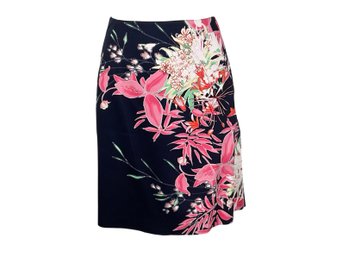 TAHARI Navy Floral Skirt