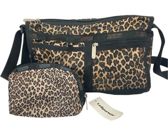 Le Sportac Animal Print Nylon Bag And Cosmetic Bag
