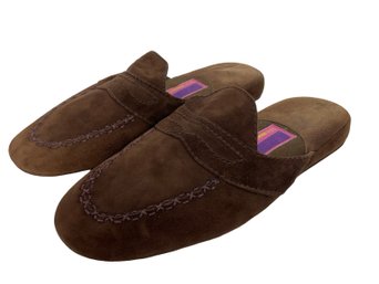 Susan Bennis Warren Edwards Brown Mule Slippers Size 7