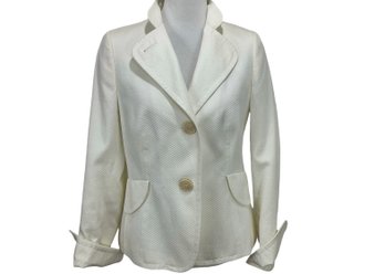 AKRIS Punto White Textured Jacket Size 12