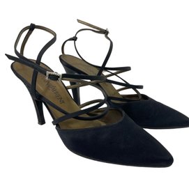 Yves Saint Laurent Black Ankle Strap Heels Size 9
