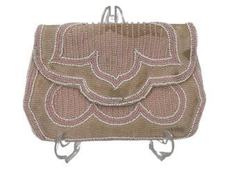 Vintage Pink Small Beaded Purse Made In France