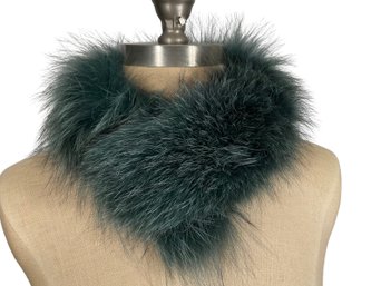 Adrienne Landau For Bergdorf Goodman Green Fur Collar Scarf