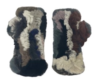 Multi-color Stretch Fur Gloves Open Fingers