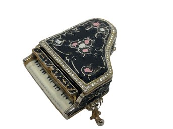 Miniature Black Piano Jeweled Trinket Box