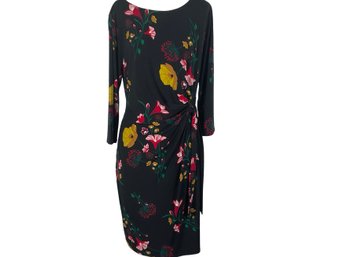 Ann Taylor Black Floral Long Sleeve Dress, Sweater, And Scarf