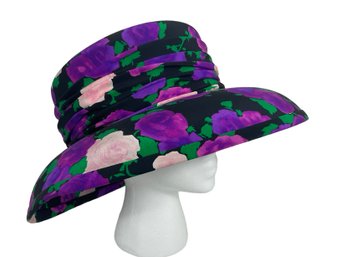 Suzanne Couture  Millinery Colorful Hat With Magenta Flowers