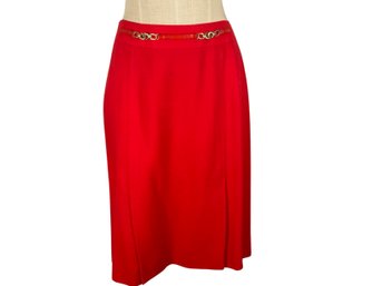 Vintage Celine Paris Long Red Skirt - Size 44