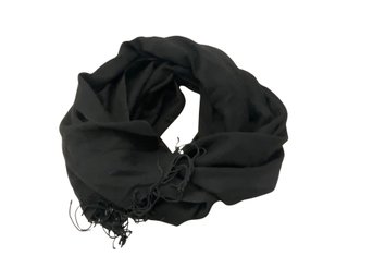 Black Cashmere & Silk Fringe Scarf