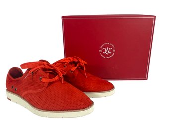 Johnston & Murphy 2-eye Lace Up Cardinal Red Kid Suede Shoes - Size 9