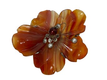 Orange Flower Magnetic Brooch
