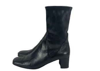 Salvatore Ferragamo Black Leather Boots Size 8.5 AA