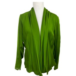 Oscar De La Renta Green Silk Open Jacket