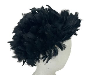 Vintage Black Feather Hat