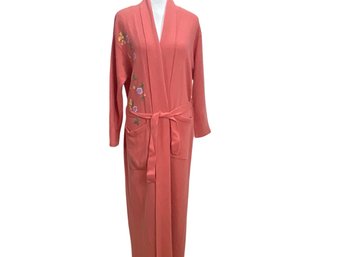 Neiman Marcus Embroidered Cashmere Robe Size S