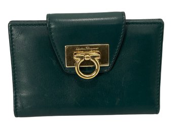 Salvatore Ferragamo Gancini Clasp Green Credit Card Holder