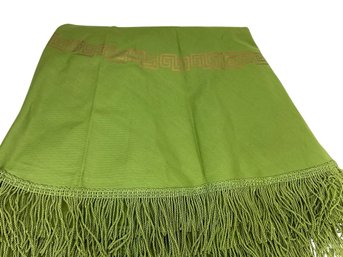 Vintage Round Green Tablecloth With Fringes
