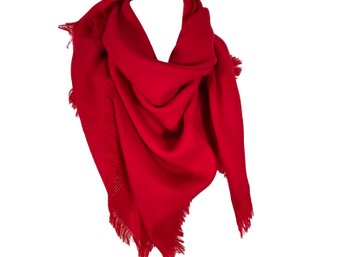 Red Wool Fringed Scarf