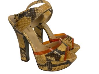 Sergio Rossi Snakeskin Platform Sandals Size 36