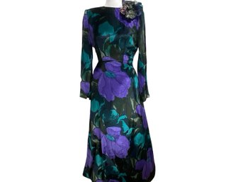 Beautiful John Anthony Couture Velour Floral Gown