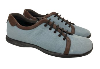 Prada Blue Canvas Low Top Sneakers Size 39.5