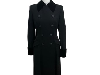 Ralph Lauren Black Label Wool Coat With Velvet Trim Size 10