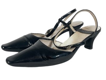 Charles Jourdan Paris Leather Point Toe Ankle Strap Heels - Size 6.5