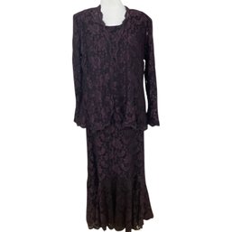 Stefanyszyn Purple & Black Lace 3 Piece Dress Size XL