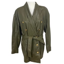 Dana Buchman Green Leather Jacket Size 8