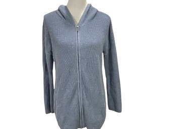 Max Studio Blue Knit Zipper Sweater Size S